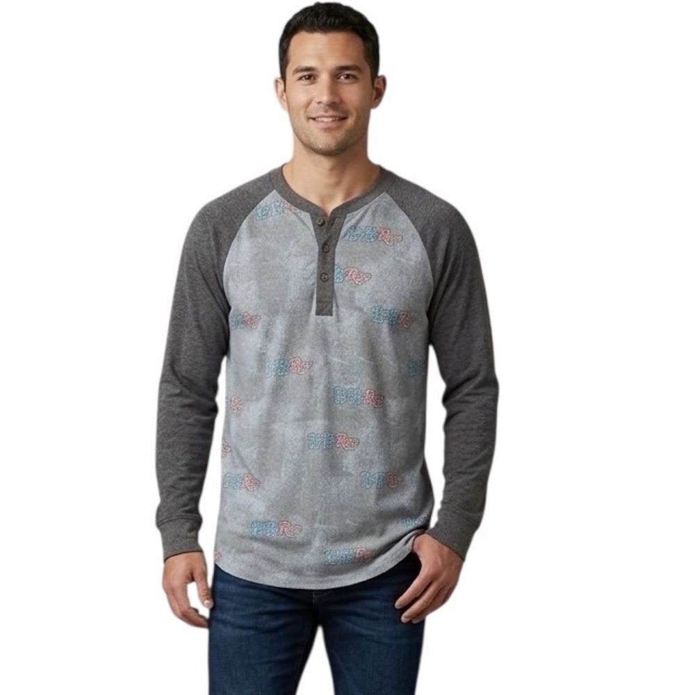 NWT LuLaRoe Henley Heather Gray “Logo”‎ Men’s Shirt XL